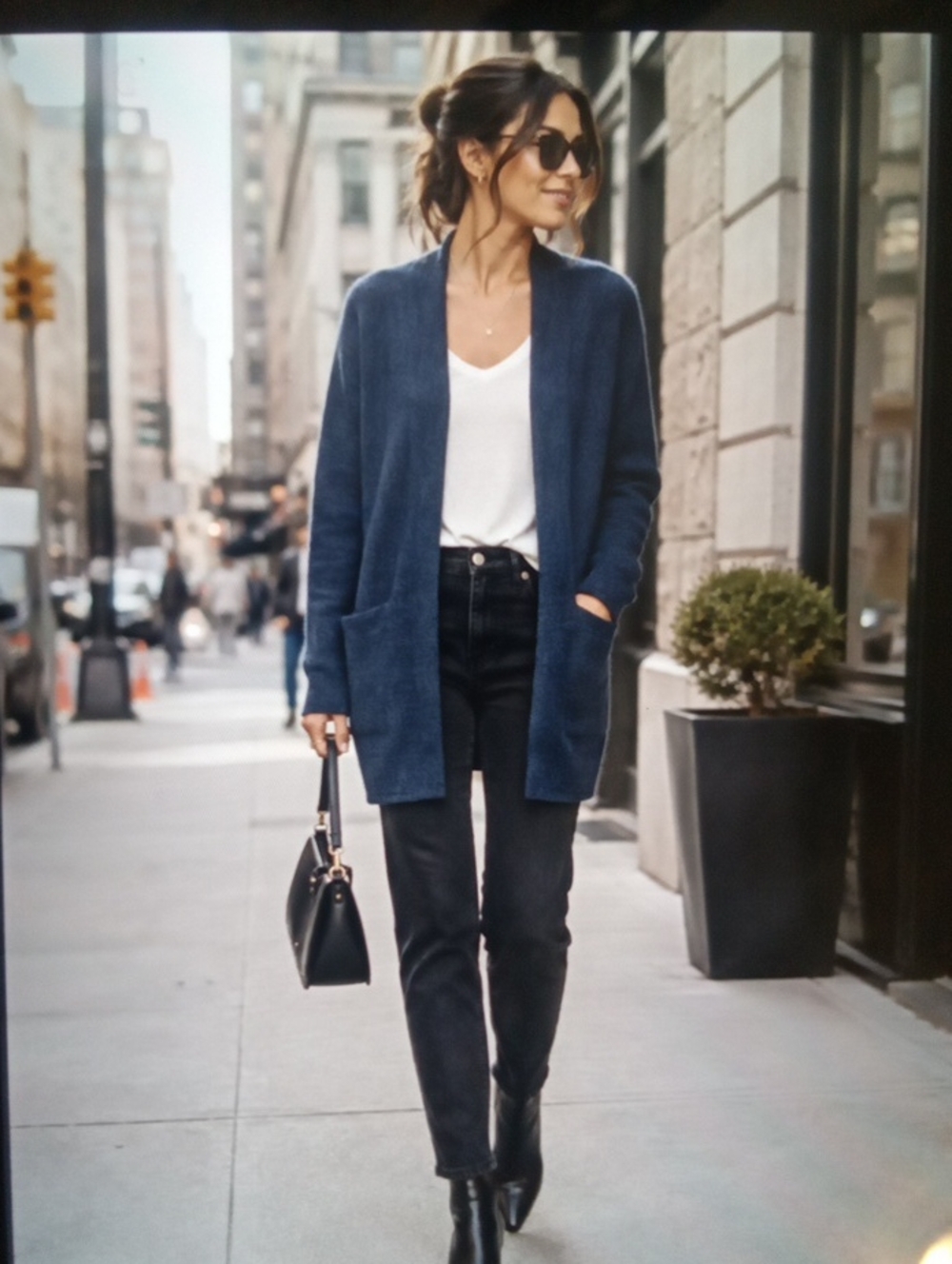 Jenni Kayne Navy Open-Front Wool Yak Merino Wool Blend Luxury Cozy Cardigan Xs